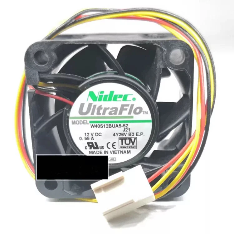 Nidec W40S12BUA5-52 40*40*28MM 4CM DC12V 0.55A 3Pin Cooling Fan - Image 1 of 3