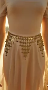 Women Gold Metal Belly Dance Ethnic Indian Bollywood Hip Belt Halloween Size M L - Picture 1 of 24