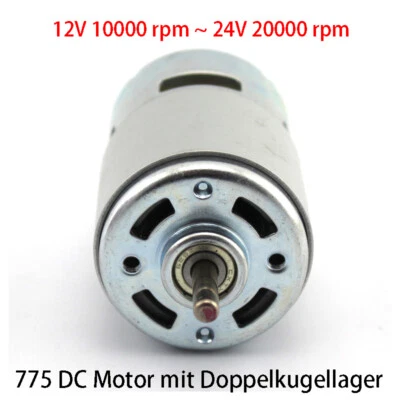 775 DC Motor 12V/24V 10000/20000 rpm hochgeschwindigkeits mit Doppelkugellager - Bild 1 von 4