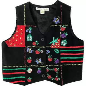 Smith & Hawken Girls Embroidered Wool Blend Vest size Large Fruit Paisley Lining - Picture 1 of 6