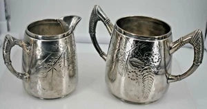 "Crema y azúcar grabada cuádruple plateada Acme Silverplate Co de colección 4" - Imagen 1 de 5