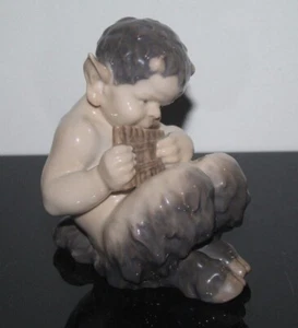 Porzellan, Figur, Royal Copenhagen, Faun mit Panflöte, Christian Thomsen, selten - Bild 1 von 9