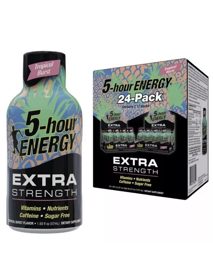 5 小时能量射击热带爆裂超强度无糖,24 包有效期:02/25+ — 第 1/4 张图片