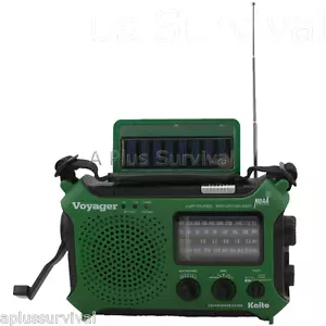 Manivela solar verde Kaito KA500 Voyager radio supervivencia batería AM FM onda corta - Imagen 1 de 1