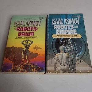 Robots Of Dawn And Empire VTG Paperback Lot Asimov Lije Raley & R. Daneel Olivaw - Foto 1 di 14