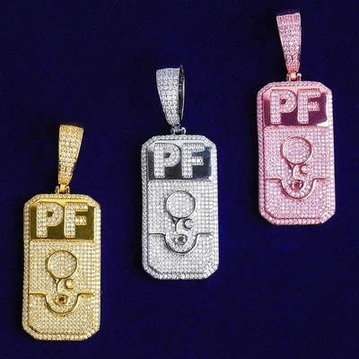 Barra de oro PF | Juego de puntas de circonita cúbica de diamante VVS 5AA+ colgante de hip hop enchapado en barra de oro Foto 1 de 4