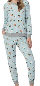 Cuddl Duds SZ XXL  Velour Fleece Pajama Top & Jogger Pant Set Dogs Puppy NWT - Picture 1 of 3