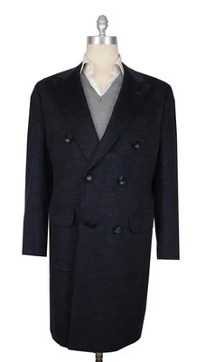 $15300 Kiton Dark Blue Cashmere Plaid Coat - 42/52 - (KT109243) - Image 1 of 4