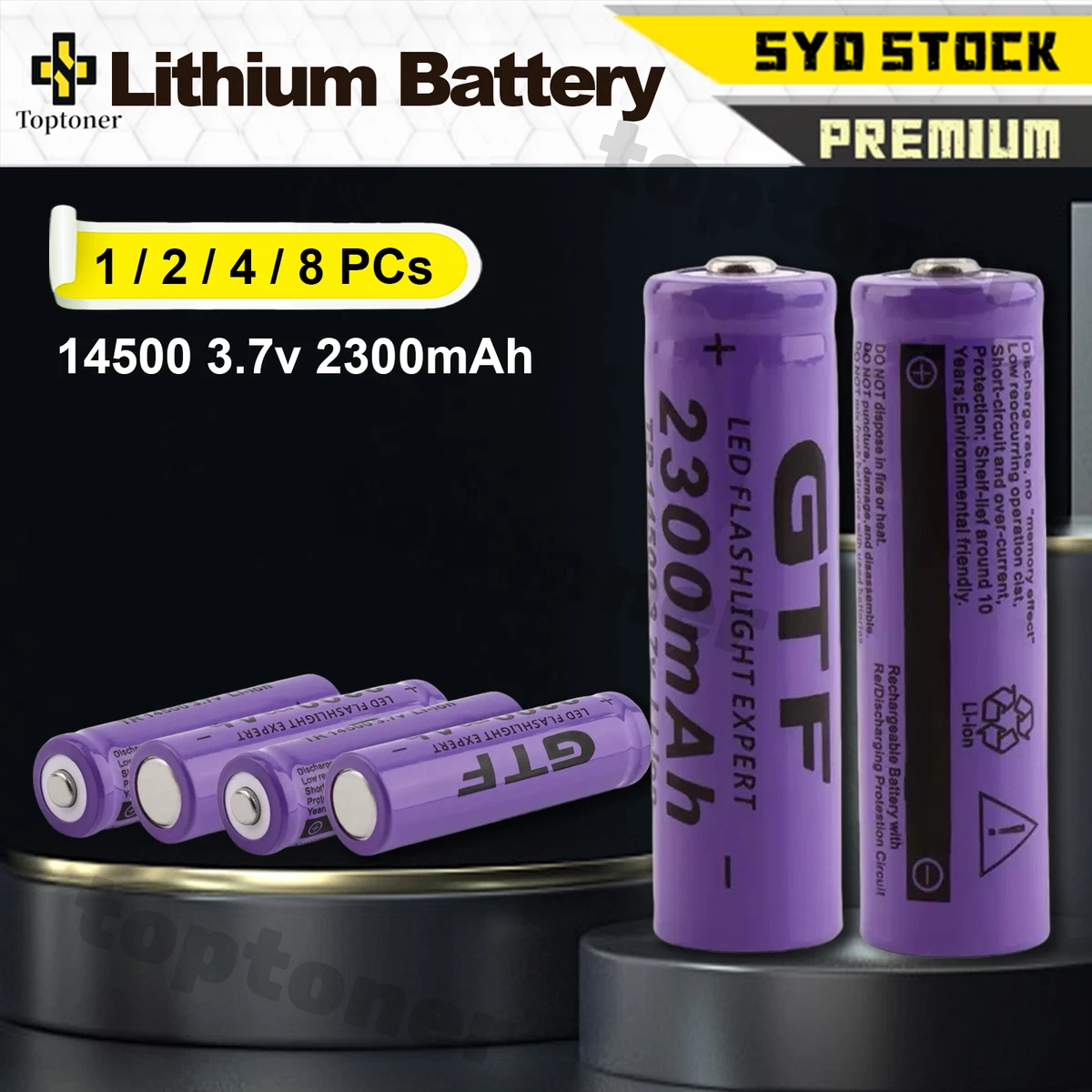 14500 Battery 3.7V Li-ion 1500mAh World's Highest Capacity FREE