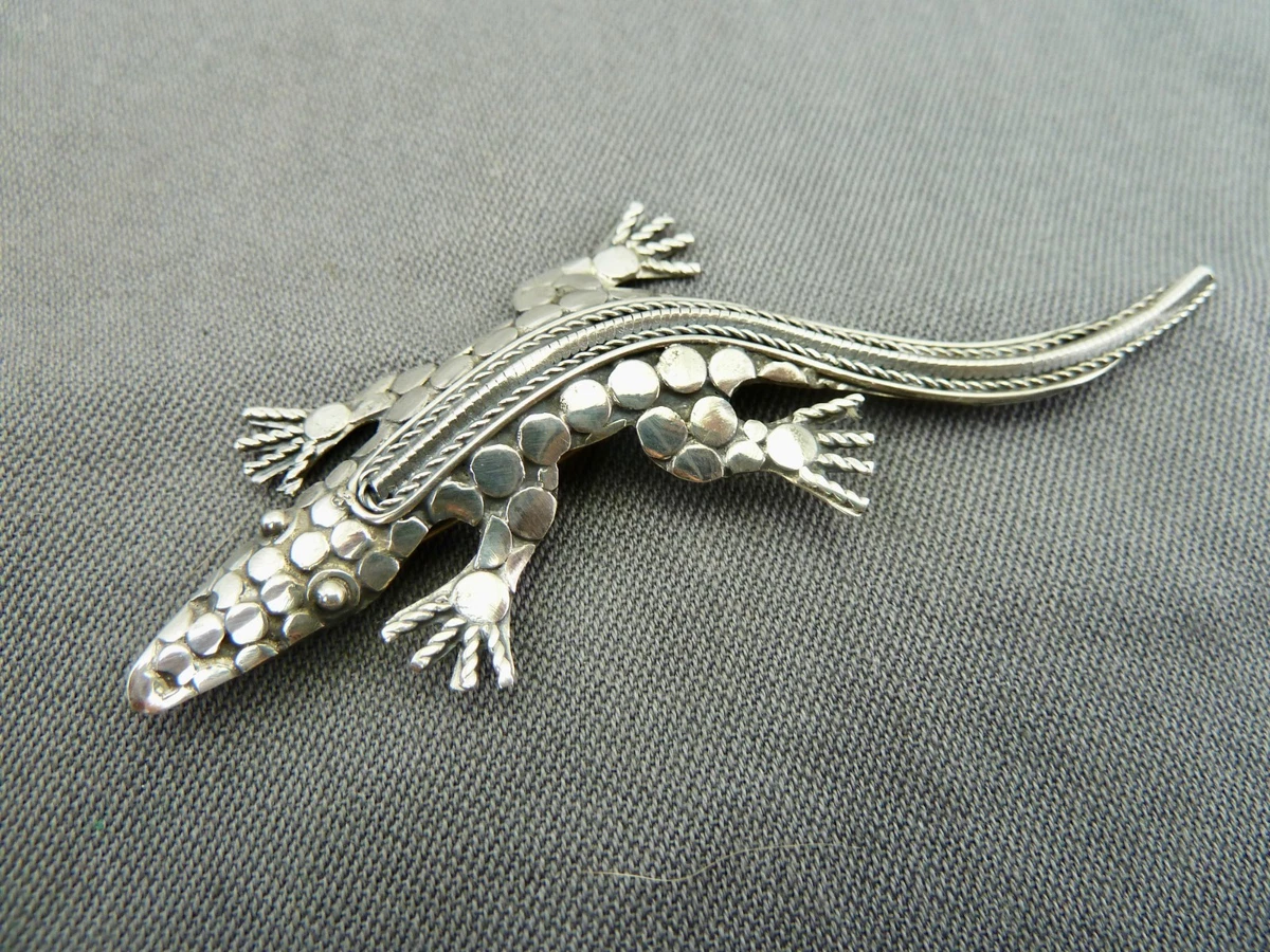 Damen-Brosche Vintage Stil – Gothic Gecko/Eidechse Design, Blau, Aus Kunststoff