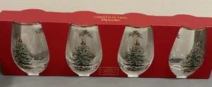 Spode Christmas Tree Stemless Wine Glasses 19 oz Set of 4 New in Box - Picture 1 of 4