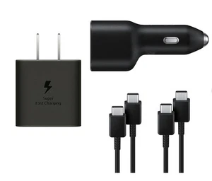 Samsung Power Bundle 45W Wall Charger + Dual Carcharg45+15W 2xUSB C Cables 3A+5A - Picture 1 of 3