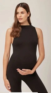 The Gigi Bumpsuit - Maternity Jumpsuit Black Back Zipper Stretch Comfort Sz Med - Picture 1 of 9