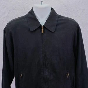 Weatherproof -Medium-Black Suede Lined Collared Full Zip Jacket Polyester - Picture 1 of 19