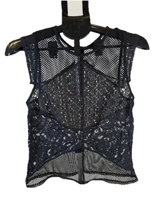 Mossimo Black Lace Crotchet Mesh Sleeveless Top Size Small - Picture 1 of 7