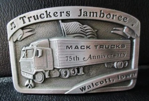 12th Trucker Jamboree Iowa 80 Truckstop Walcott Belt Buckle 1991 Semi Mack Truck - Picture 1 of 3