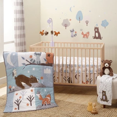 Bedtime Originals Sleepytime Bear Woodland 3-Pc Baby Nursery Crib Bedding Set - Image 1 of 4