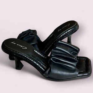 Casual Black Heels Sz 9 Circus by Sam Edelman Ruched Square Toe Sandals EUC - Picture 1 of 10