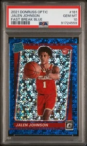 2021-22 Donruss Optic Fast Break Blue #181 Jalen Johnson: Hawks /50 PSA 10 - Picture 1 of 2
