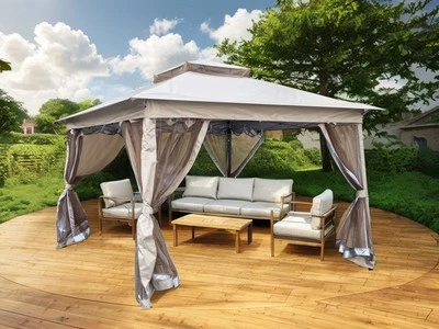 JET-LINE Faltpavillon Pavillon 3x3 Pergola klappbar Beige Zelt wasserabweisend Partyzelt