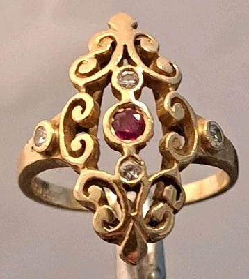 Anillo de colección EREV Harold Freeman oro 14K diamantes Ryby banda cónica remolino 5,5 Foto 1 de 4