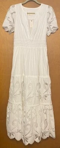 Nuevo Maxi Vestido Anthropologie The Somerset Edición Corte Blanco $228 MEDIANO - Imagen 1 de 8