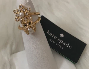 KATE SPADE Winter Wonderland Owl Ring Set in Gold Sz 5 NWTs - Picture 1 of 2
