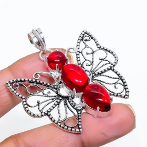 Red Carnelian Gemstone Handmade 925 Sterling silver Jewelry Pendant Size 2'' - Picture 1 of 1