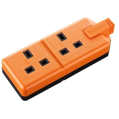 Masterplug Permaplug 13 Amp 3 Pin 2 Gang Orange Heavy Duty Tough 13A Socket - Image 1 of 4