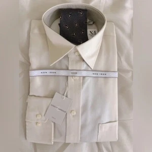 NWT-Joseph Abboud Mens Button Up Dress Shirt and Tie Cream - Picture 1 of 3