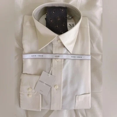 NUEVO CON ETIQUETAS-Joseph Abboud Hombres Camisa de Vestir Abotonada y Corbata Crema Foto 1 de 3