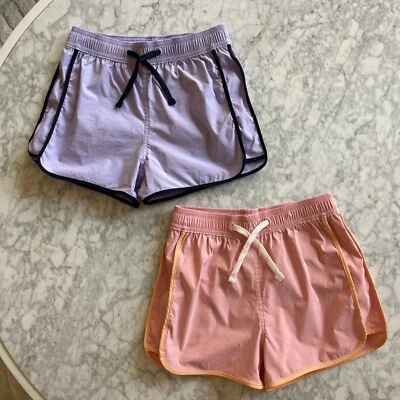 Lote 2 pares J Crew Crew Cuts niñas pantalones cortos deportivos ribete talla 8 púrpura coral Foto 1 de 4