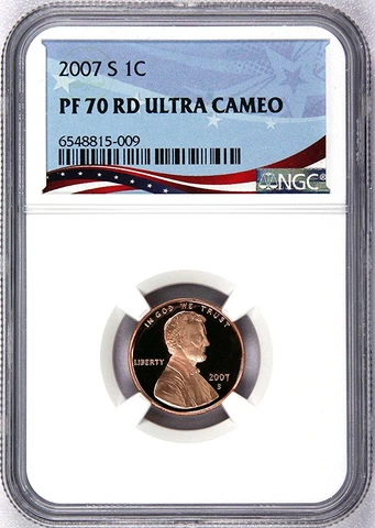 2007-S Lincoln Cent Graded PF70RD Ultra Cameo by NGC - Registry Quality Coin Cover