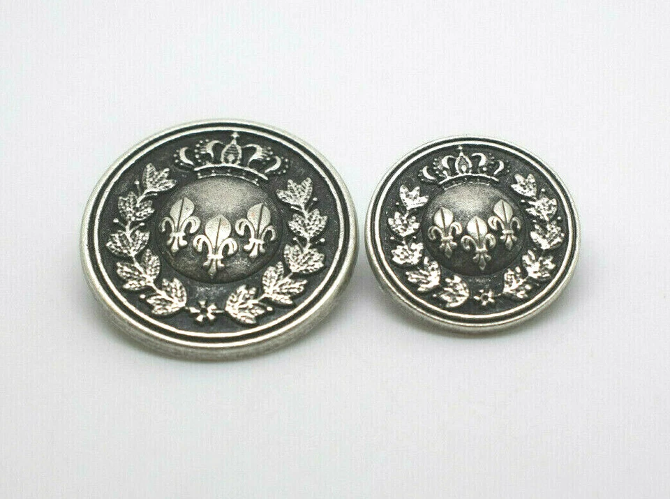 ITALIANBUTTONS 1019 - COAT OF ARMS ANTIQUE SILVER METAL ITALIAN BUTTONS SEWING COAT JACKET