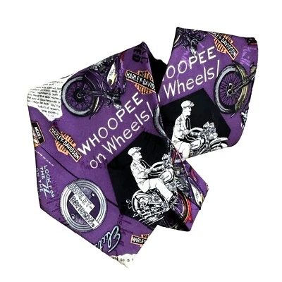 Harley Davidson Corbata de Seda Motocicleta 1994 Años 90 Nicole Miller Vintage Púrpura Hummer Foto 1 de 4