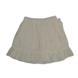 Falda corta J Crew Crewcuts ojales niñas L marfil con volantes dobladillo 100 % algodón - Imagen 1 de 8