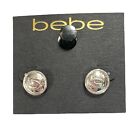 Bebe Silver Tone Round Shape Crystal Earrings NWT