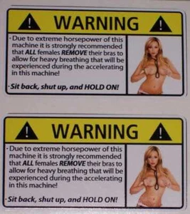 PAIR Extreme HP Warning Remove Bras Decals / Stickers Great for car truck or SU - Picture 1 of 2