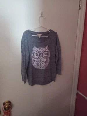 Girls Gray Lace Owl Speechless Long Sleeve Shirt - Image 1 of 4