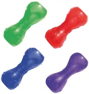KONG Squeezz Dumbbell Squeaky Fetch Chew Toy for Dogs ~ Pick Color and Size - Picture 1 of 7