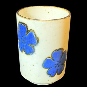 Otagiri Stoneware Sake Tea Cup Blue Flower Design 3” Tall Single - Picture 1 of 14