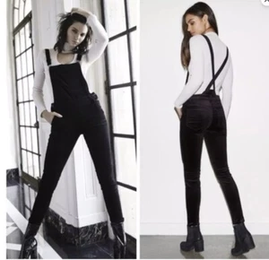 Kendall & Kylie Jumpsuit Women Size 26 Black Velvet Adjustable - Picture 1 of 11