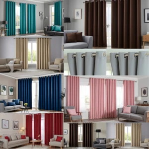 Thermische Verdunkelungsvorhänge fertig hergestellt Ösenring Top Energiesparend + Rückhalte - Bild 1 von 68