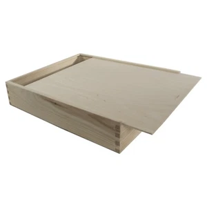 Large Wooden Storage Craft Box With Sliding Lid / Memory Keepsake Photo Holder - Picture 1 of 9