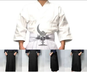 Uniformi 100% cotone Kendo Aikido Arts Laido Kimono bianco top pantaloni neri - Foto 1 di 12