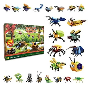 Christmas Advent Calendar 2024, Kids 24 Days Countdown Building Blocks Toys Bugs - Picture 1 of 4