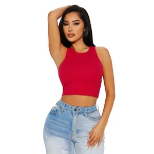 Bozzolo Emma Classic Ribbed Tank Top Tee Red Women's Size Medium - Picture 1 of 4