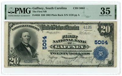 1902 PB First National Bank of Gaffney, South Carolina $20 NBN Ch#5064 PMG 35 - Image 1 of 2