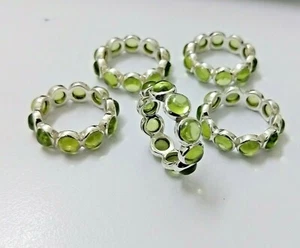 Natural Peridot Handmade Eternity Ring in 925 Sterling Silver, Gift Ring - Picture 1 of 9