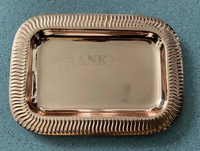 Rose Gold Copper Finish Thank You Tip Tray Bill Plate Presenter Table Service